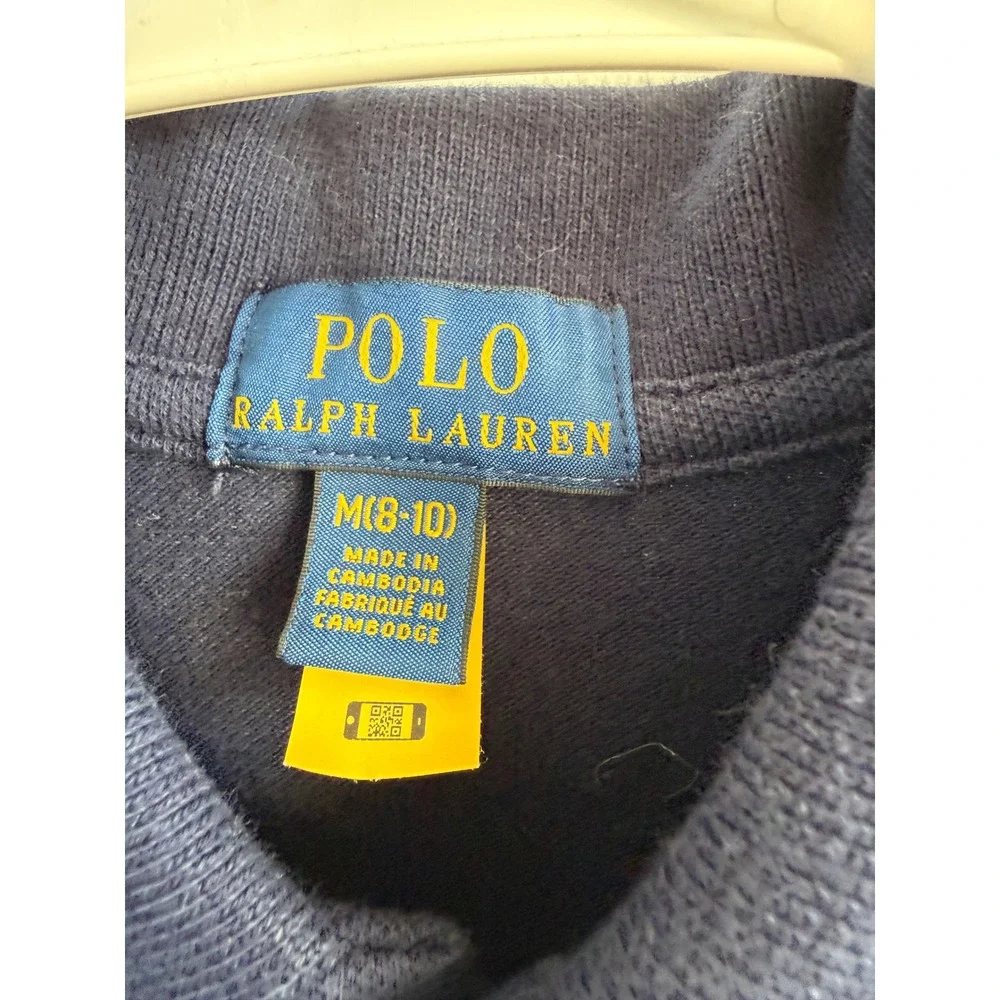 Polo Ralph Lauren Girls Navy Blue Short Sleeve Drop Waist Polo Dress Size M 8-10